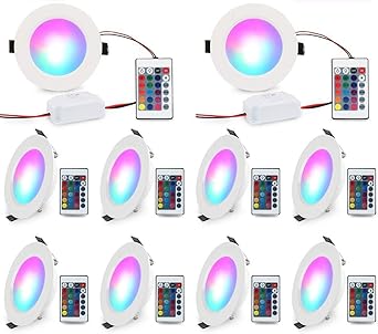 Led Einbaustrahler 10w Rgb Dimmbar Led Einbauleuchten 230v Deckenspots Ultra Flach Farbwechsel Deckenleuchte 16 Farben Rund Panel Lampe Mit Fernbedienung Fur Flur Wohnzimmer Schlafzimmer 10 Stuck Amazon De Beleuchtung