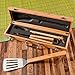 Barbecue Grill Accessories Set with Personalized Wooden BBQ Tools Holder (Modern Design) for Dad, Husband - Grill Tool Set for Men