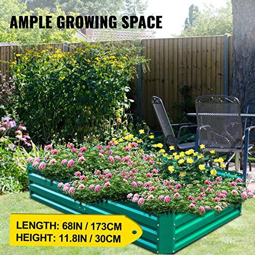 VEVOR Galvanized Raised Garden Bed, 68" x 35" x 12" Metal Planter Box