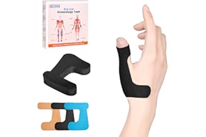 IEADEN Precut Kinesiology Tape for Thumb (Right Hand), 40 Pcs - Thumb Support & Stability, Thumb Pain Relief Athletic Tape - Waterproof & Elastic, Breathable Hypoallergenic Latex-Free Tape, Black