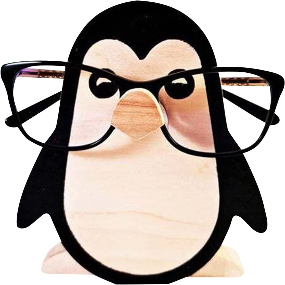Winnsell Wood Glasses Holder, 3D Wooden Puzzle Eyeglasses Stand Pets Spectacle Holder Sunglasses Display Rack Gifts Home Office Desk Decor for Kids Adults (Penguin Glasses Not Included)