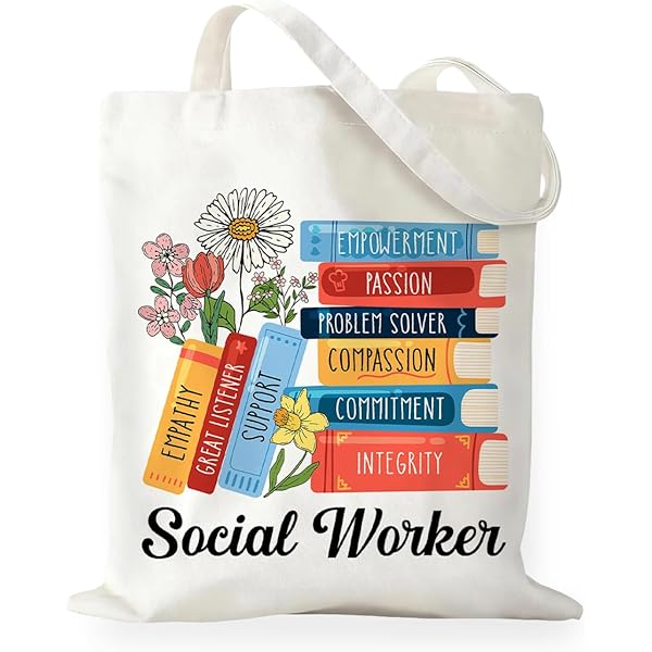 GOLRMC Social Worker Appreciation Tote Bag - Reusable Canvas Grocery Bag, Retirement Gift For Volunteer, Employee