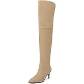 SKYSTERRY Thigh High Boots Over the Knee Boots for Women Pointed Toe Stiletto High Heel Boots Comfortable Wide Calf Side Zipper Pull On Wedding Party Dating Long Fall Boots 2.4 Inch