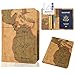 GDTK Leather Passport Holder Cover Case RFID Blocking Travel Wallet (Map Brown)