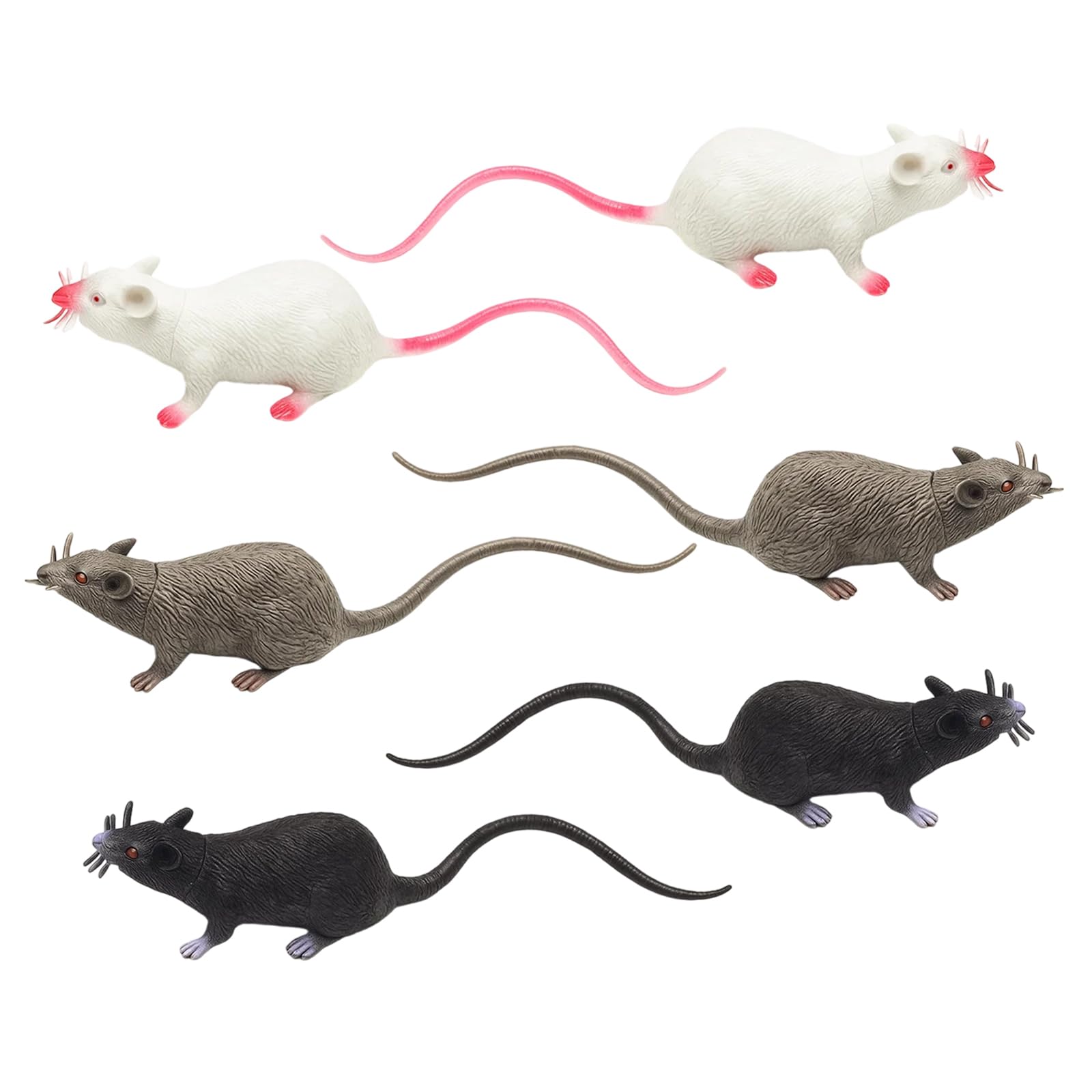Toy Rat, 6 Pack Fake Rat Toys, Realistic Halloween Prank Props, Lifelike Rat Toy for Pranks and Decorations, 21CM x 4.5CM x 4CM