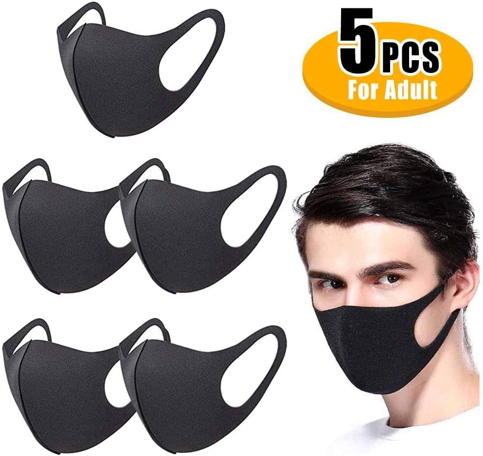 Anti Dust Face Mouth Masks Black Fashion Safety Masks for Adult Kids Running Cycling Camping Traveling Outdoor Activities Reusable WashableAdult 5