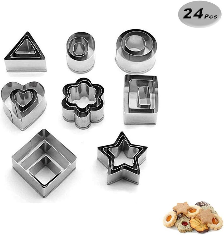 Crafts 24x Polymer Clay Cutter Stainless Steel Geometry DIY Baking Tool