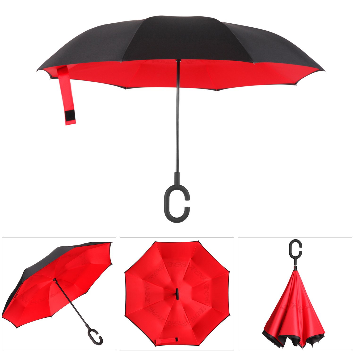 驚きの値段で 折りたたみ傘 B01n68rbez Bagail 複層 逆に開く傘 逆折り式傘 防風 紫外線防御 ビッグ 長傘 C型手元 車用 雨の日用 アウトドア用 赤 赤 赤 定番人気 Www Aiq Aiq Com Mx