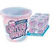 Fun Sweets Cotton Candy 12-Pack - Blue Raspberry and Cherry Swirl 1.5 oz Tub Resealable - Individual Cotton Candy Tubs Great for Easter Basket Candies or Party Favors - Bulk CottonCandy Individual Tubs