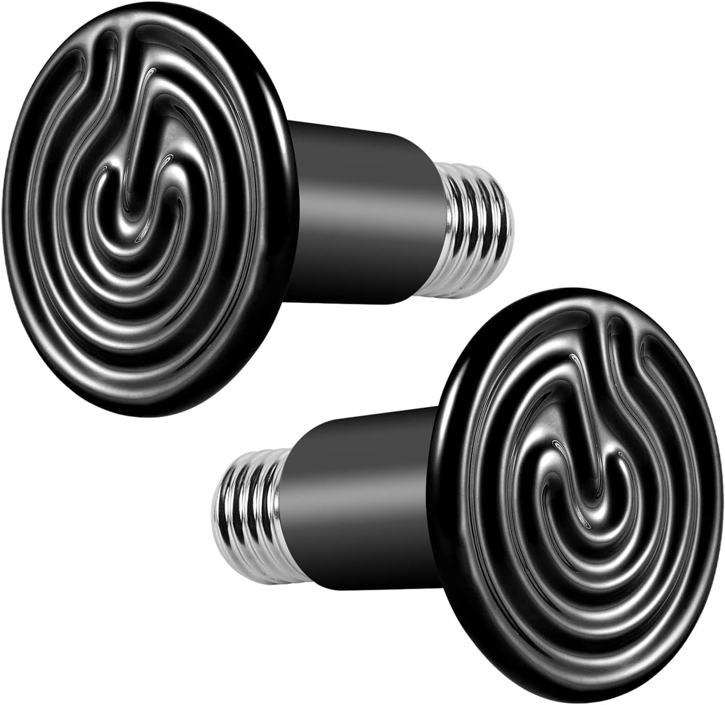 Bonlux 100W Reptile Heat Lamp, Ceramic Emitter, No Light - Black, Pet Heat Lamp (2 Pack) for Reptiles, Lizards, Tortoise, Snakes, Chicken, Dog