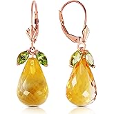 Galaxy Gold GG 14k Rose Gold Leverback Earrings with Peridots and Citrines