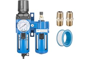 NANPU 3/4" NPT Compressed Air Filter Regulator Lubricator Combo, Water/Oil Trap Separator - Gauge(0-150 psi), Poly Bowl, Manual Drain, Bracket - AC4010-06M