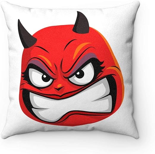 Amazon Com Female Angry Devil Emoji Faux Suede Square Pillow By