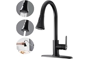 AMAZING FORCE Kitchen Faucet with Pull Down Sprayer：2 Modes Stainless Steel Kitchen Sink Faucet Single Handle Faucet for Kitchen Sink RV Kitchen Faucet Laundry Sink Faucet with 1.8GPM, Matte Black
