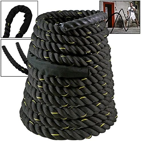 AKONZA Battle Rope 1.5"/ 2" Width Exercise Batting Ropes 30/40/50/75/100Ft Length Gym Muscle Toning Workout Fitness