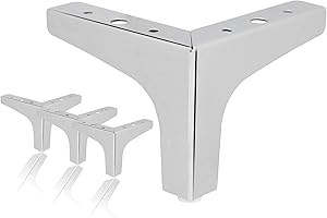 Zorfeter 4 Inch Furniture Legs, Set of 4 Modern Metal Triangle Furniture Sofa Feet DIY Replacement Parts for Table Cabinet Cupboard Sofa, Polished Chrome
