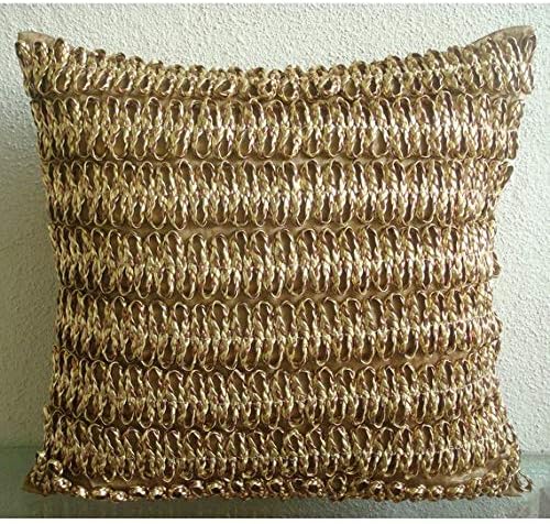 Amazon Com Handmade Gold Copper Decorative Pillow Covers 16x16