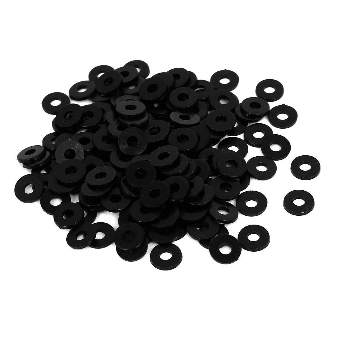sourcingmap M3 x 8mm x 1mm Nylon Flat Insulating Washers Gaskets Spacers Fastener for Faucet Pipe Water Hose Black 200PCS