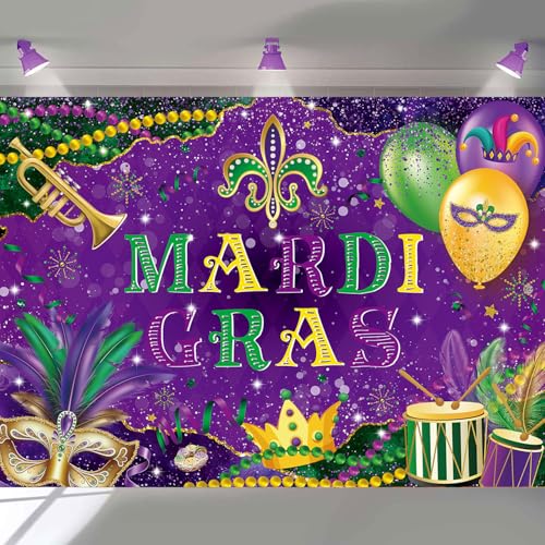 Mardi Gras Carnival Photography Backdrop Banner