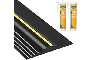 16Ft with Adhesives Universal Garage Door Bottom Threshold Seal Strip, Weatherproof Rubber DIY Weather Stripping Replacement 