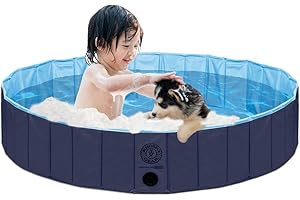 KOPEKS Round (32" Diameter x 8" Deep) Heavy Duty PVC Outdoor Pool/Bathing Tub - Portable & Foldable - Small,Blue,Small (Pack of 1),Pool-Blue-Medium
