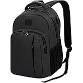 WOLT Laptop Backpack for Men Women for 15.6 Inch and 17 Inch Notebook, Travel Backpack Carry On Flight Approved with Computer Compartment, College Bookbag with USB Charging Port (Black)
