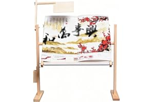 Cross Stitch Frame Stand, 360° Rotating Wooden Embroidery Holder, Adjustable Height & Angle Hoop Stand for Painting, Needlepo