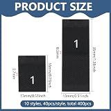 BENECREAT 400PCS Polyester Clothes Size Labels, 10 Styles, Black view 2