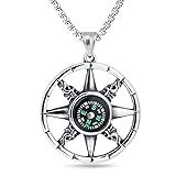 Compass Necklace with 23.6'' Stainless Steel Chain