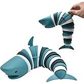 Fidget Slug, 3D Articulated Stretch Shark Stress Reliever, Sensory Stress Relief for Adults and Kids, Pressure Relieving and Anti-Anxiety Office Desk Toy (Multi-Color)