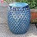 International Caravan Furniture Piece Perforated Navy Blue Drum Ceramic Garden Stool