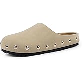 QIY Clogs for Women Slip on Faux Suede Studded Mules Comfortable Footbed Mule Potato Shoes for Women