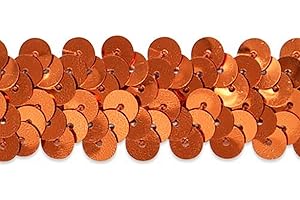 TRIMS BY THE YARD Expo International 2-Row Metallic Stretch Sequin Trim, Versatile Sequins for Crafts, Durable Trim for Costumes, Fashion, and Home Decor, Orange, 20-Yard Cut