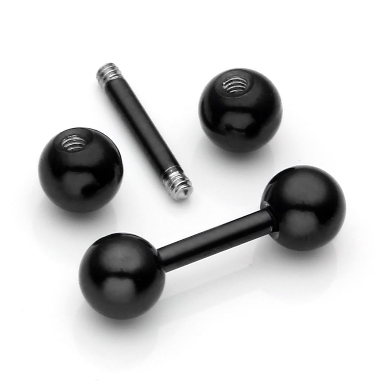 Zysta Black Ear Piercing Set Stainless Steel Tragus Helix Cartilage Nose Septum Industrial Studs Barbell Horseshoe Hoop Ring Cubic Zirconia