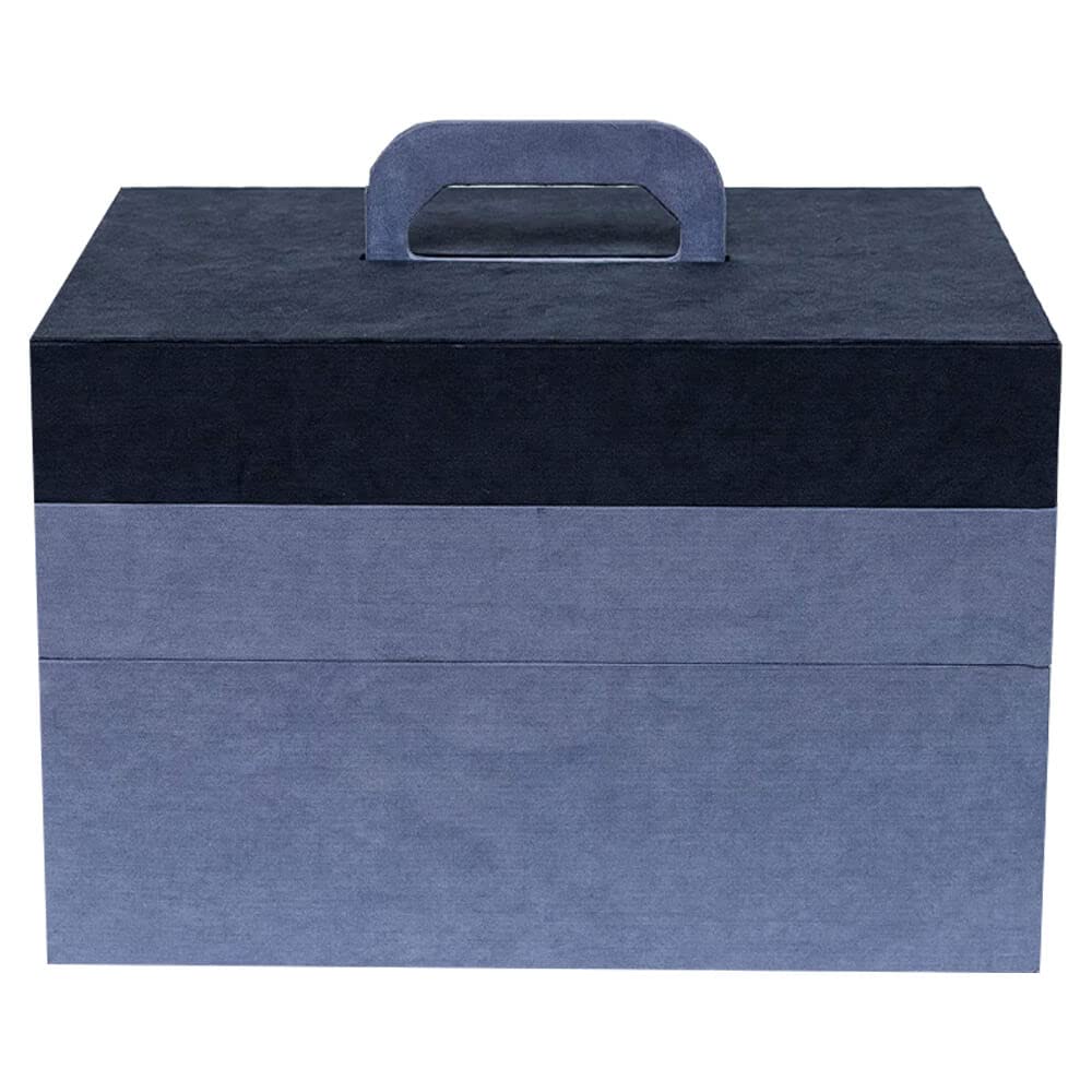 Creations BLUE Craft Storage Toolbox Style 3 Tier Box with Carry Handle by Creations – H 28cm x W 35cm x D 23cm - Decorative Stackable Box with Two Removable Compartments