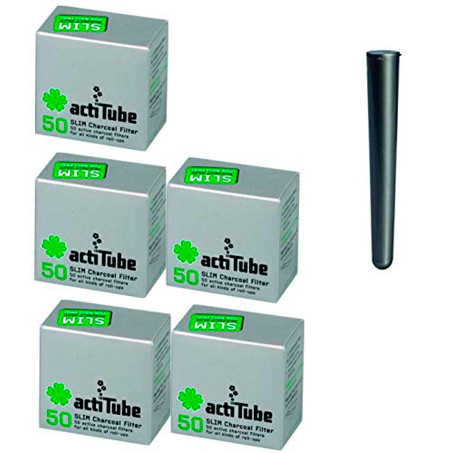 actiTubeKogu Set Slim Activated Carbon Filter 7.1 mm – Include J Case, 5x50 (250)