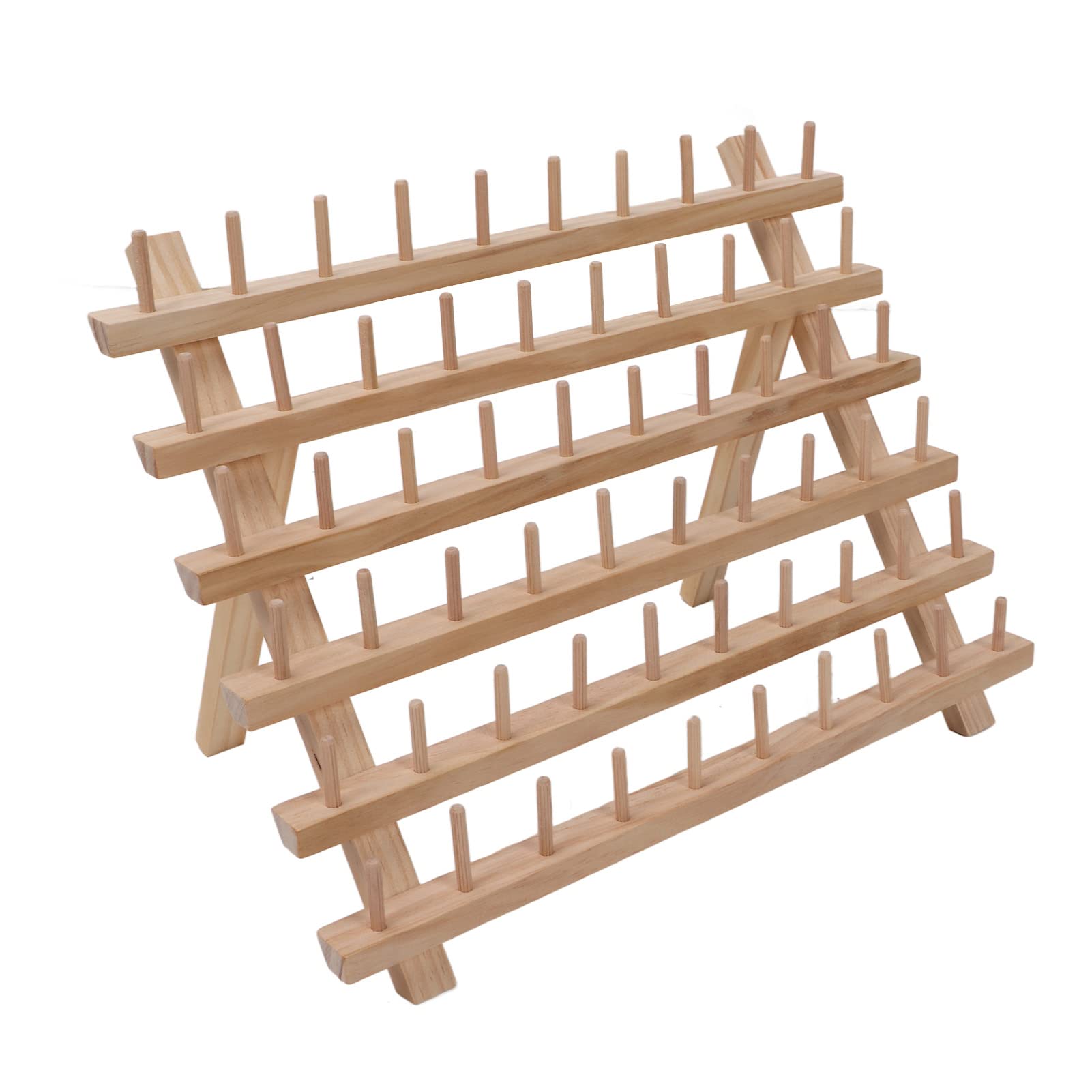 60 Spools Wooden Thread Rack, Wooden Thread Holder Thread Rack Sewing and Embroidery Thread Organizer for Sewing