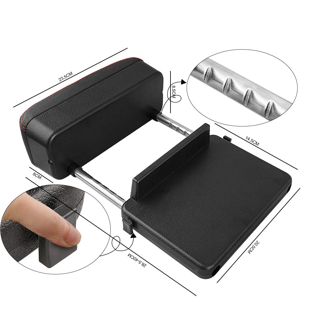 Apoyabrazos Negro Universal Cuero Brecha de Asiento de Carro Caja de