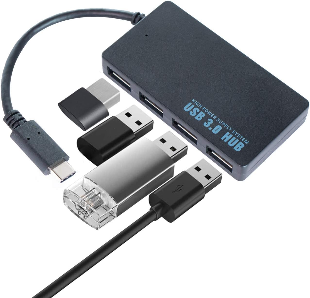 USB C Hub - USB C Adapter with 4 USB 3.0 Ports for USB Type C Devices
