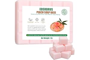 EDSRDRUS 1LB Peach Glycerin Soap Base DIY Handmade Soap Add Peach Essential Oil, Moisturizing Melt and Pour Soap Base for Soap Making 1pack, 16oz(1LB, Peach)