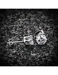 Sterling Silver Cubic Zirconia Stud Earrings Sensitive Ears (3mm,4mm,5mm,6mm,7mm,8mm)