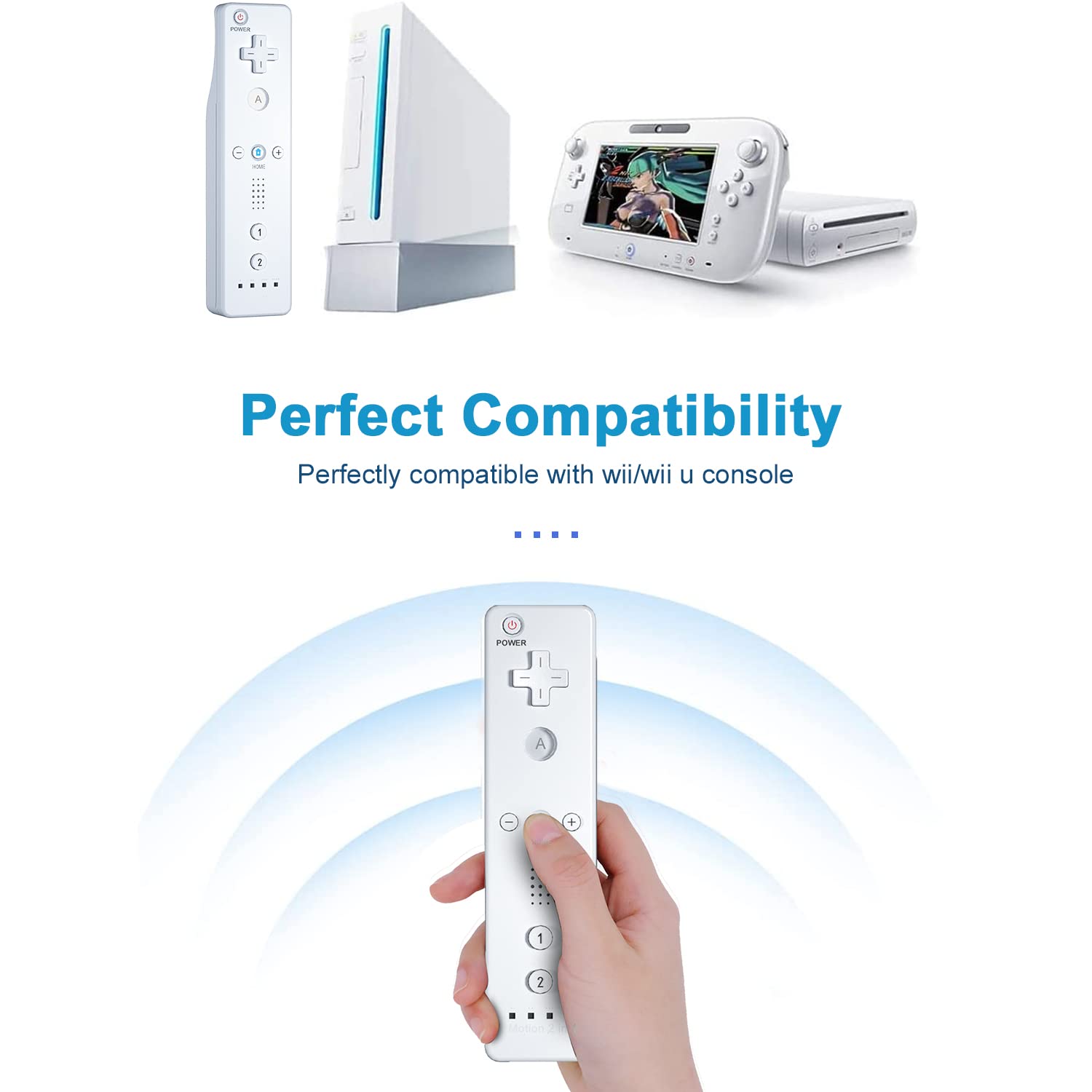 GLOWANT Wireless Controller Replacement for WII Controller, 2 Pack Wii Remote Controller Compatible with Wii/Wii U Console with Wrist Strap and Silicone Case