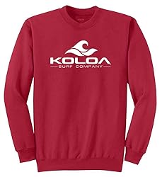 Joe's USA Koloa Wave Logo Crewneck Sweatshirt-L-Red