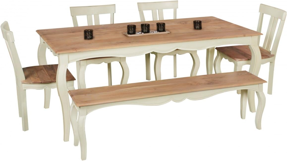 Vintage Esszimmertisch Weiß massiv 200 x 100 cm - Esstisch aus Mango