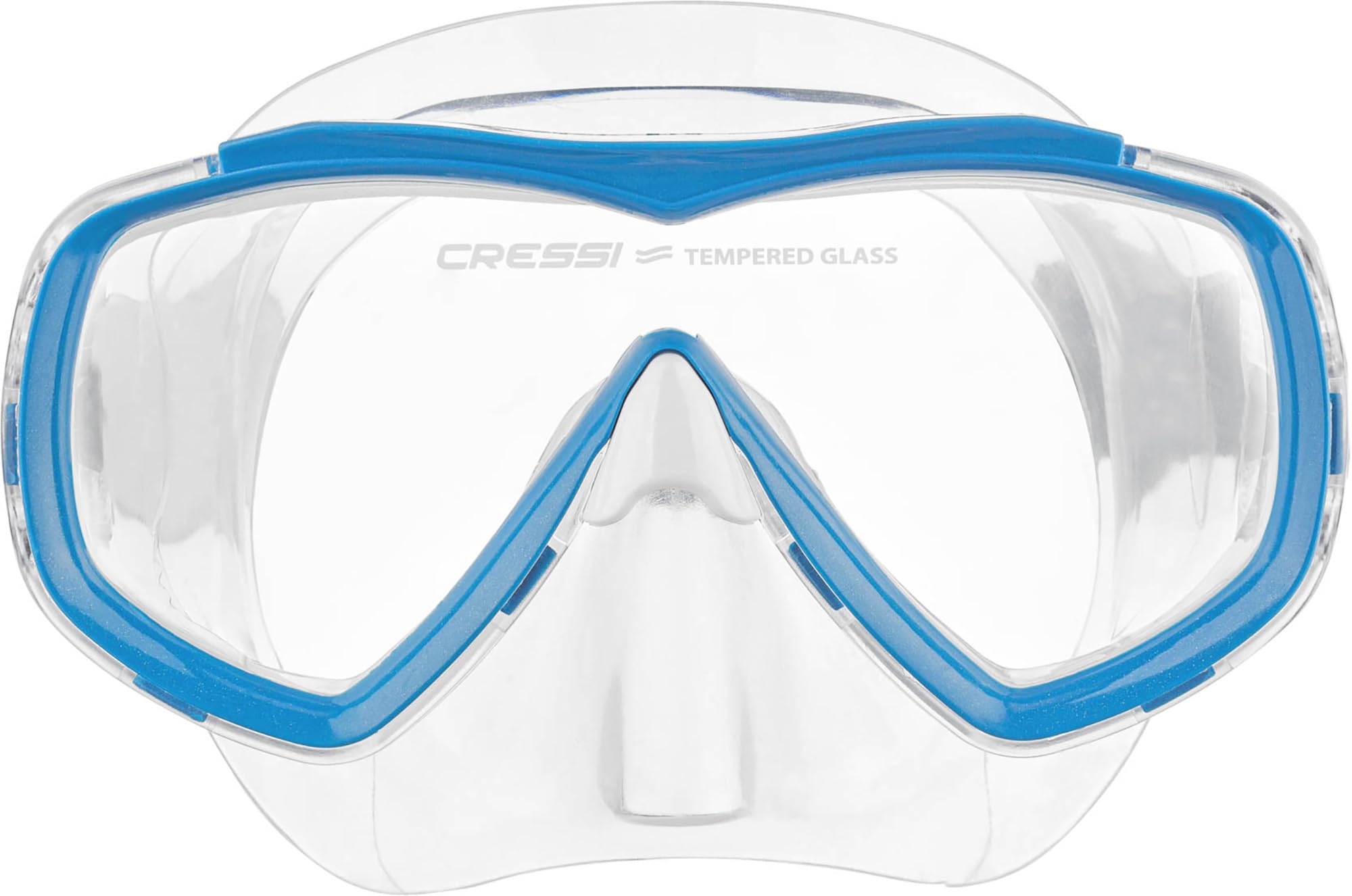 Cressi Estrella Jr Txle Strap Mask - Unique Tempered Glass Diving Mask of Great Reliability and Tradition, Clear/Blue, Youth Unisex