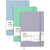 ViVin 3 Pack A5 Hardcover Lined Notebook,192 pg College Ruled 5.5x8.3 | journal notebooks for work,office,writing &amp; school,Waterproof faux leather,lay-flat design &amp; elastic closure