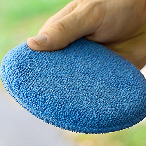 Oda Standard Microfiber Applicator Pads Ultra-Soft Round Microfiber Wax Applicator Pads for Car Polish, Light Blue 12.5cm
