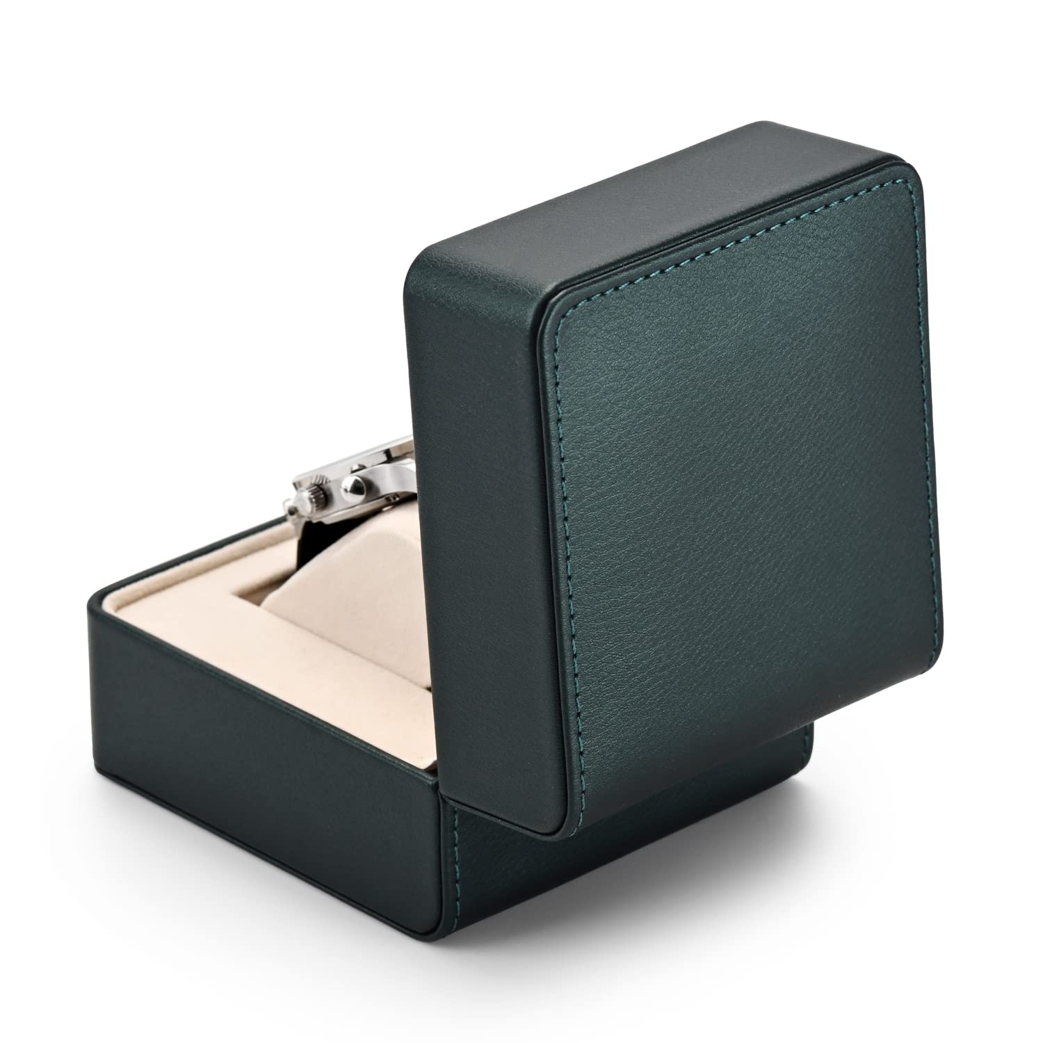 Woodten Green Premium PU Leather Watch Gift Box Single Watch Storage Case with Removable Pillow Wristwatch Box(Green)