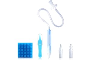 VIMAZ Baby Nasal Aspirator Mouth Suction Nasal Congestion Relief with 2 Silicone Tips with Nose Cleaning Tweezer