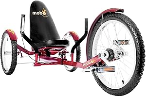 Mobo Triton Pro Adult Tricycle. Recumbent Trike. Adaptive 3-Wheel Bike Men Women, Cranberry,28 x 29 x 48 inches (61” Extended
